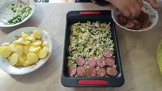 ЗАЛИВНИЙ ПИРІГ з Картоплею і Ковбасою./Pie with potatoes and sausage.