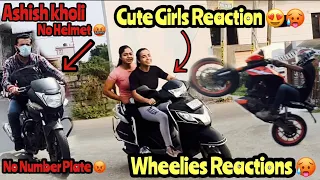 Cute Girl Reaction on Wheelie 😍 | Wheelies in Public  😱 | @samstuntz1987