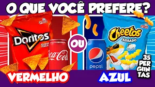 🔄 O QUE VOCÊ PREFERE?🔴VERMELHO OU 🔵AZUL? | Jogo das Escolhas | Edição Comida