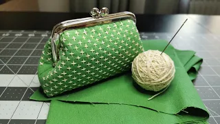 Sashiko stitches /frame clasp purse /fermoir rétro métallique /刺子绣口金包/porte-monnaie /tutorial #0063