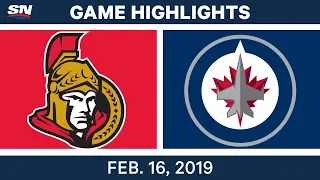 NHL Highlights | Senators vs. Jets - Feb 16, 2019