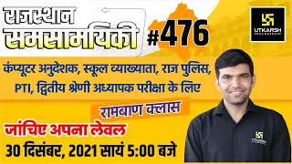 Rajasthan Current Affairs 2021 | #476 Important Questions For All Exams | Narendra Sir