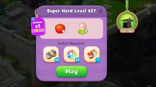 Gardenscapes Level 827 Walkthrough "No Boosters Used"