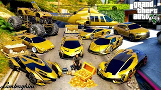 GTA 5 : Stealing Billionaire Lamborghini Golden Cars !!