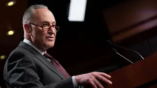 Senate Majority Leader Chuck Schumer holds a press conference