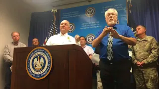 Gov. Edwards gives an update on Hurricane Nate preparation on Saturday (Oct. 7).