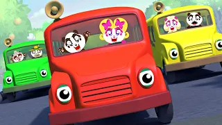 Wheels on the Bus & Learn Colors with Bus Paint | Finger Family & Nursery Rhymes for Kids - Panda Bo