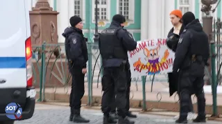 Давайте жить дружно! Задержание на Дворцовой площади в Петербурге за кота Леопольда