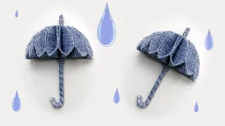 Джинсовая брошь "Зонт" | Denim brooch "Umbrella" | Broche de mezclilla "Paraguas"