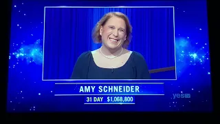 Jeopardy, intro - Amy Schneider DAY 32 (1/13/22)