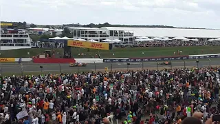 Crowd reaction to Norris leading the British GP
