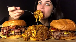 ASMR | HUGE BURGERS & CHILI CHEESE FRIES | MUKBANG | EATING SOUNDS