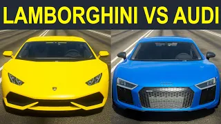 Forza Horizon 4: Audi R8 V10 Plus vs. Lamborghini Huracan Drag Race