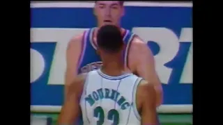 Bill Laimbeer Hits Alonzo Mourning in the Throat, Flips Off Crowd