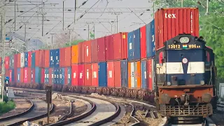 A Single Alco Hauling a Longest Double Stack Container Train Indian Railways