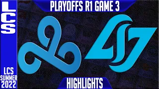C9 vs CLG Highlights Game 3 | LCS Playoffs Summer 2022 Round 1 Upper Cloud9 vs Counter Logic Gaming