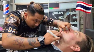 💈MASTER BARBER ARM Takes NO BLOOD! 💪Barber B's Sister Says hi 👋🇹🇭 (Unintentional ASMR Shave)