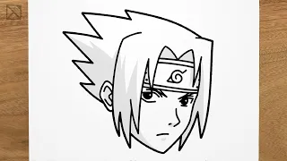 How to draw SASUKE UCHIHA (Naruto) step by step, EASY