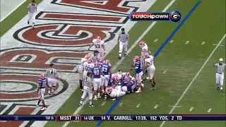 Entire UGA team celebrates on the field after Knowshon Moreno touchdown 2007