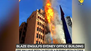 Fire engulfs an office building in Sydney