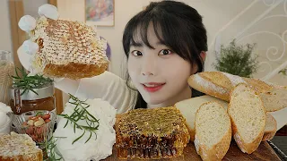 ASMR 통벌꿀집+직접만든 카이막 먹방!(꾸덕꾸덕 끈적한 소리👍)Honeycomb+Kaymak mukbang Eating Sounds