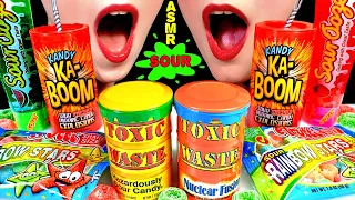 ASMR SOUR CANDY PARTY, TOXIC WASTE CHALLENGE, KA-BOOM POPPING CANDY, SOUR OOZE, GUMMY RAINBOW STARS