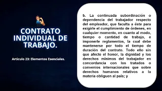 . Elementos Esenciales de un Contrato de Trabajo- Articulo 23 CST