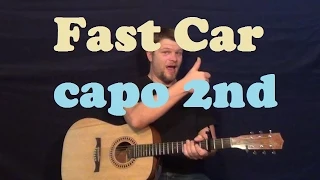 Fast Car (Tracy Chapman) Easy Guitar Lesson Capo 2nd How to Play Strum Chord Tutorial