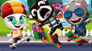 TALKING TOM GOLD RUN STREET JAM EVENT SKATER ANGELA VS OFFICER TOM vs RACCOON BOSS FIGHT GAMEPLAY