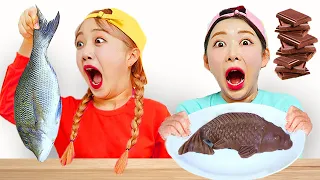 REAL FOOD VS CHOCOLATE CHALLENGE 진짜음식 가짜음식 챌린지 Boram Yummy [보람 야미]