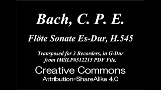 Bach, C  P  E    Flute Sonata Es Dur, H 545 A, Viol, Hch, Rev 2 0