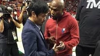 Floyd Mayweather Jr. , Manny Pacquiao go face-to-face at Miami Heat NBA Game