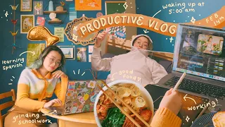 a productive vlog: waking up at 5am, learning a new language, + slow days at home // vlog 009