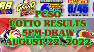 PCSO 5PM LOTTO RESULT | August 22, 2022