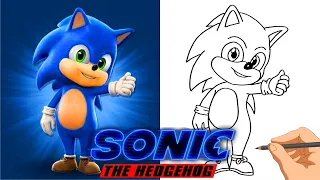 How to draw SONIC The Hedgehog 2020 the movie Sonic Kids