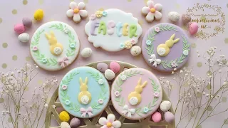 How to make BUNNY WREATH Cookies - FREE Template included