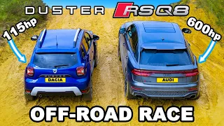 Audi RSQ8 v Dacia Duster: UP-HILL DRAG RACE & which is best OFF-ROAD!
