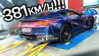 381 km/h in my 800 hp Ferrari limited to 340 km/h!!!