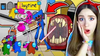 МАМА ДЛИННЫЕ НОГИ и ПОЕЗД ПОЖИРАТЕЛЬ VS ХАГИ ВАГИ  😱 POPPY PLAYTIME AMONG US Анимации! Реакция