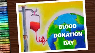 How to draw world blood donation (blood donor) day poster for beginners - step by step