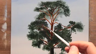 Drawing a pine tree is easier than you think / winter landscape oil