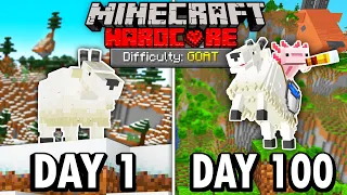 I Survived 100 Days as a GOAT in Hardcore Minecraft... Minecraft Hardcore 100 Days