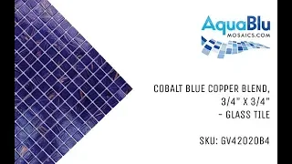 Glass Pool Tile by AquaBlu Mosaics | GV42020B4 | Cobalt Blue Copper Blend, 1” x 1”