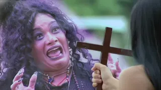 stan twitter: filipino drama girl bashing away demon with cross