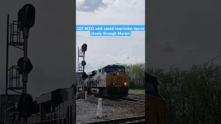 Slow CSX M332 with speed restriction moves through Marion