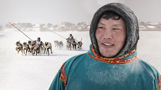 Reindeer Herder's Day in Salekhard. Reindeer sledding race. Ethnic sports. Yamal. Russia