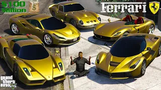 GTA 5 - Stealing $100,000,000 Super Gold Ferrari Cars with Franklin! | (GTA V Real Life Cars #96)
