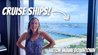 BEST hotel near Miami Cruise Port - Cruise Vlog Day 0 - Hilton Miami Downtown