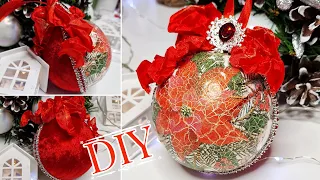 Christmas Ornaments DIY 🎄💖 Decoupage Vintage Christmas Tree Baubles #decoupage