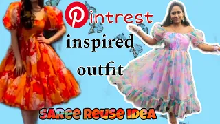 Pintrest inspired outfit| saree reuse idea| mom daughter twinning dress